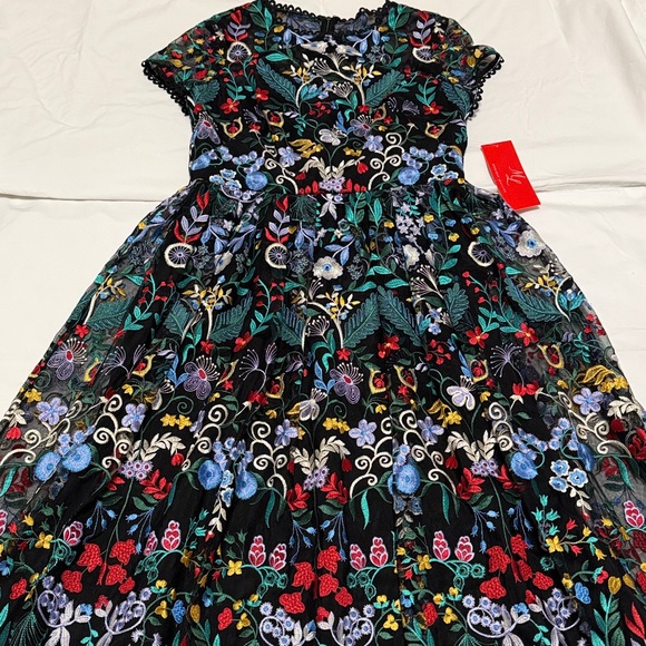 ML Monique Lhuillier Floral-Embroidered Mesh Maxi Dress 10 NWT - Picture 3 of 9